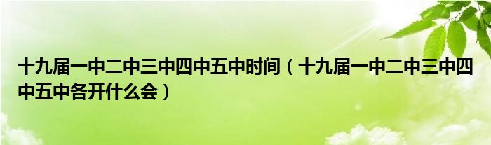 十九届一中二中三中四中五中时间（十九届一中二中三中四中五中各开什么会）