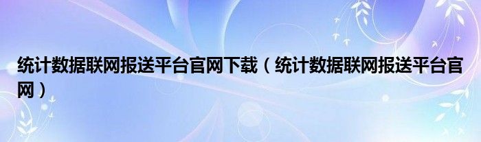 统计数据联网报送平台官网下载（统计数据联网报送平台官网）