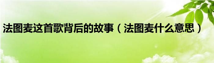 法图麦这首歌背后的故事（法图麦什么意思）