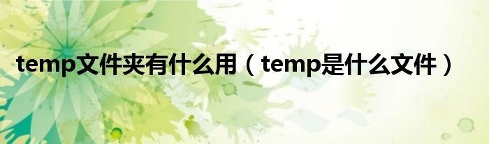 temp文件夹有什么用（temp是什么文件）