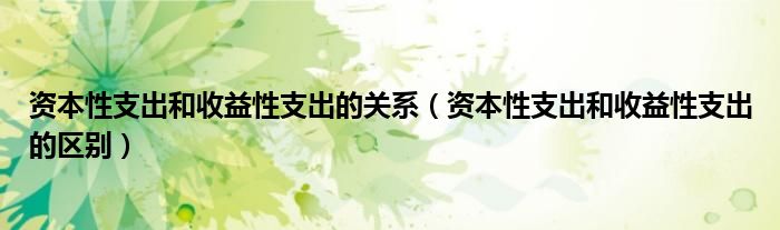 资本性支出和收益性支出的关系（资本性支出和收益性支出的区别）