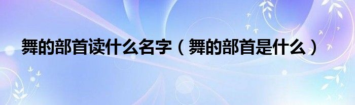 舞的部首读什么名字（舞的部首是什么）