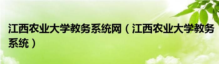 江西农业大学教务系统网（江西农业大学教务系统）