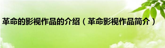 革命的影视作品的介绍（革命影视作品简介）