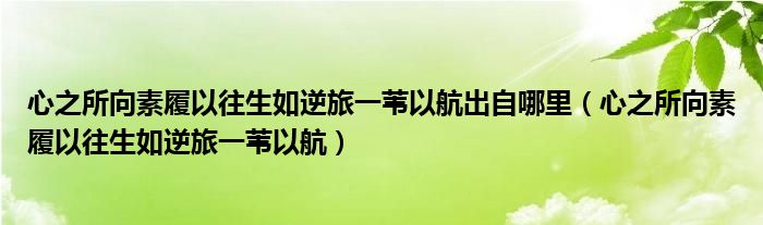 心之所向素履以往生如逆旅一苇以航出自哪里（心之所向素履以往生如逆旅一苇以航）