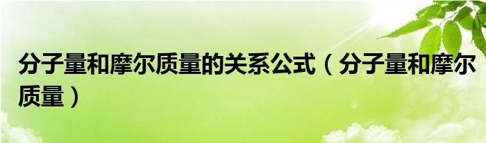 分子量和摩尔质量的关系公式（分子量和摩尔质量）