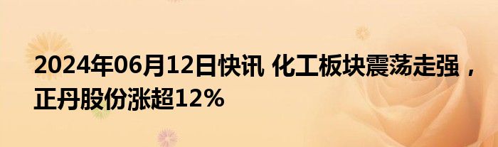 2024年06月12日快讯 化工板块震荡走强，正丹股份涨超12%