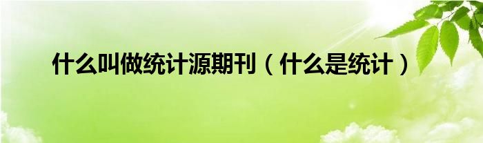 什么叫做统计源期刊（什么是统计）