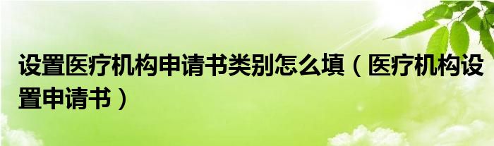 设置医疗机构申请书类别怎么填（医疗机构设置申请书）