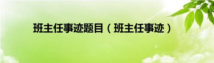 班主任事迹题目（班主任事迹）