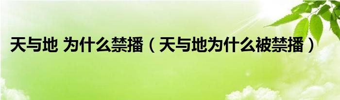 天与地 为什么禁播（天与地为什么被禁播）