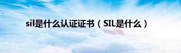 sil是什么认证证书（SIL是什么）