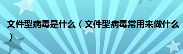 文件型病毒是什么（文件型病毒常用来做什么）