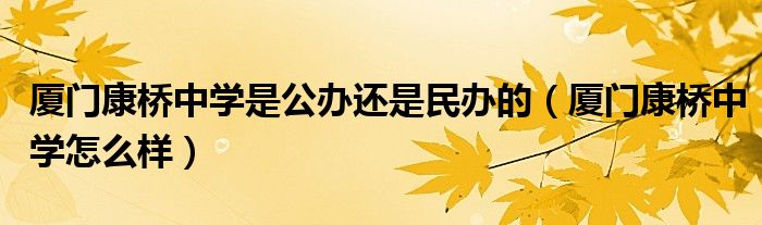 厦门康桥中学是公办还是民办的（厦门康桥中学怎么样）