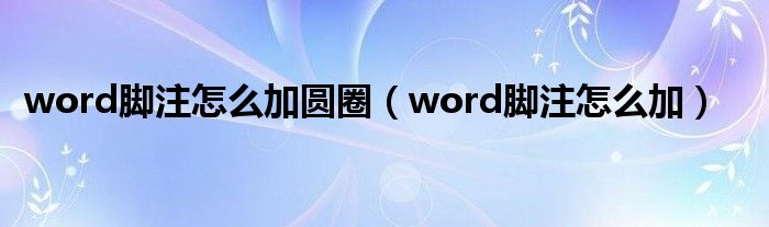 word脚注怎么加圆圈（word脚注怎么加）