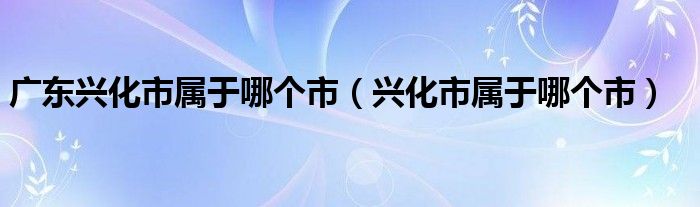 广东兴化市属于哪个市（兴化市属于哪个市）