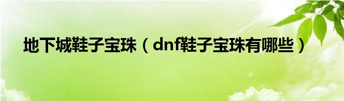 地下城鞋子宝珠（dnf鞋子宝珠有哪些）