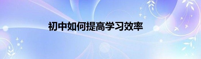 初中如何提高学习效率