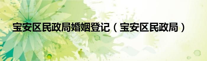 宝安区民政局婚姻登记（宝安区民政局）