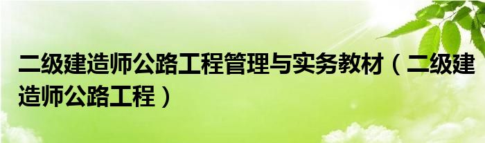 二级建造师公路工程管理与实务教材（二级建造师公路工程）