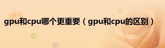 gpu和cpu哪个更重要（gpu和cpu的区别）