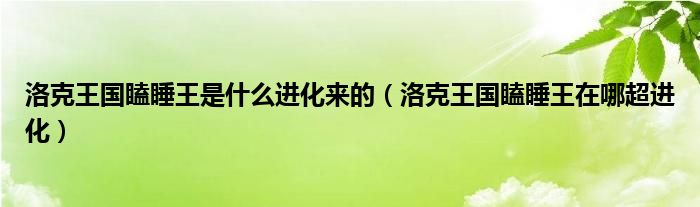 洛克王国瞌睡王是什么进化来的（洛克王国瞌睡王在哪超进化）