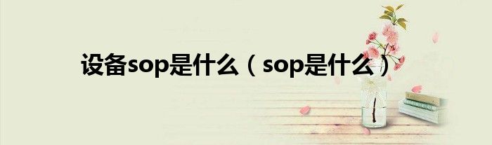 设备sop是什么（sop是什么）