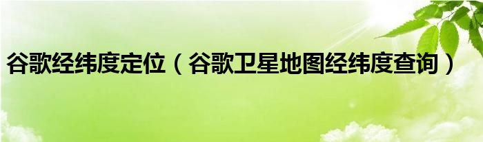 谷歌经纬度定位（谷歌卫星地图经纬度查询）