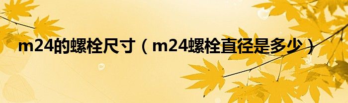 m24的螺栓尺寸（m24螺栓直径是多少）