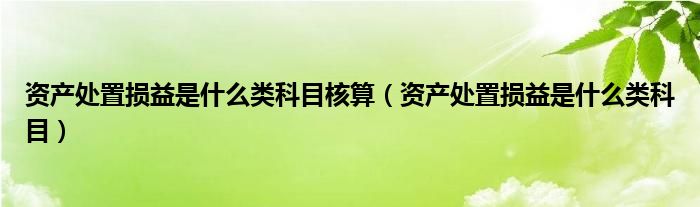 资产处置损益是什么类科目核算（资产处置损益是什么类科目）