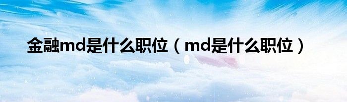 金融md是什么职位（md是什么职位）