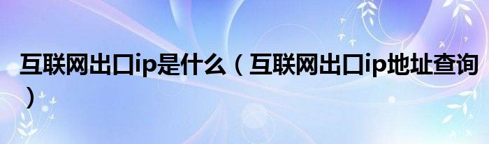 互联网出口ip是什么（互联网出口ip地址查询）