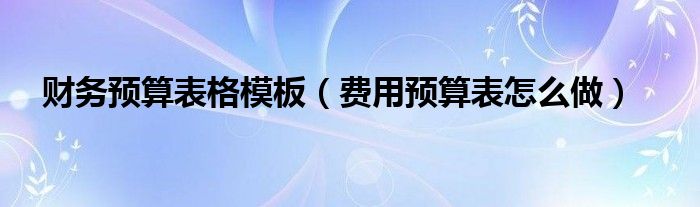 财务预算表格模板（费用预算表怎么做）