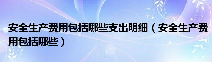 安全生产费用包括哪些支出明细（安全生产费用包括哪些）