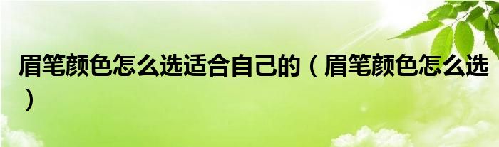 眉笔颜色怎么选适合自己的（眉笔颜色怎么选）