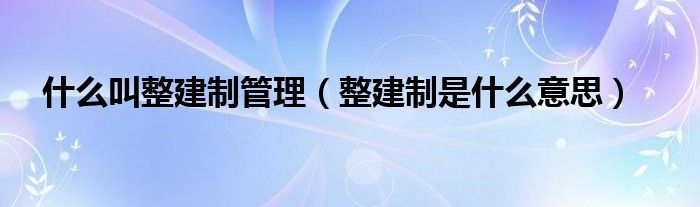 什么叫整建制管理（整建制是什么意思）