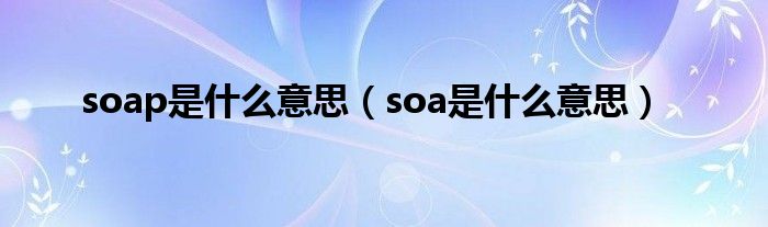 soap是什么意思（soa是什么意思）