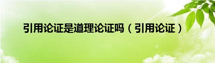 引用论证是道理论证吗（引用论证）