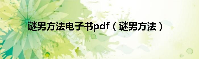 谜男方法电子书pdf（谜男方法）