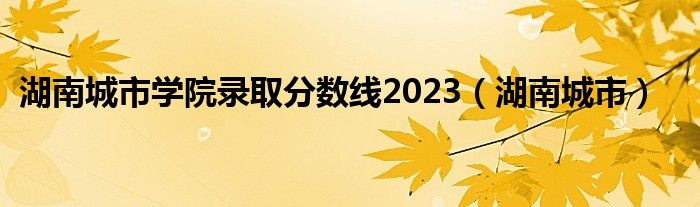 湖南城市学院录取分数线2023（湖南城市）