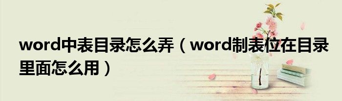 word中表目录怎么弄（word制表位在目录里面怎么用）