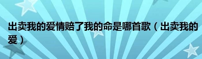 出卖我的爱情赔了我的命是哪首歌（出卖我的爱）