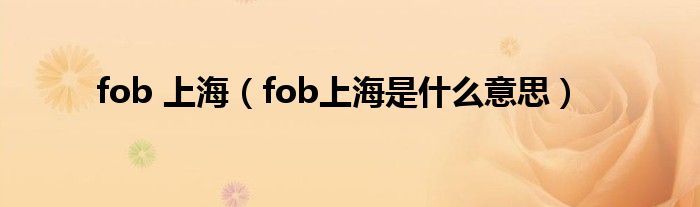 fob 上海（fob上海是什么意思）