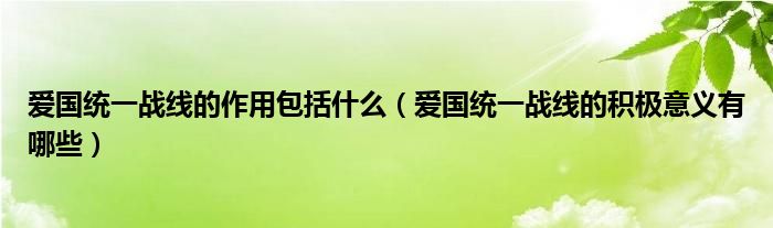 爱国统一战线的作用包括什么（爱国统一战线的积极意义有哪些）