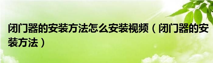 闭门器的安装方法怎么安装视频（闭门器的安装方法）