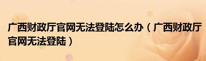 广西财政厅官网无法登陆怎么办（广西财政厅官网无法登陆）