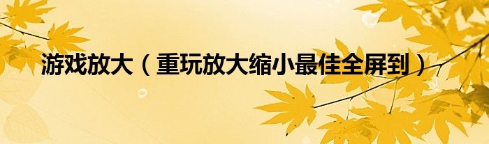 游戏放大（重玩放大缩小最佳全屏到）