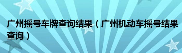 广州摇号车牌查询结果（广州机动车摇号结果查询）