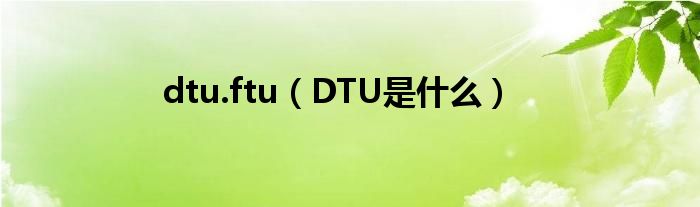 dtu.ftu（DTU是什么）