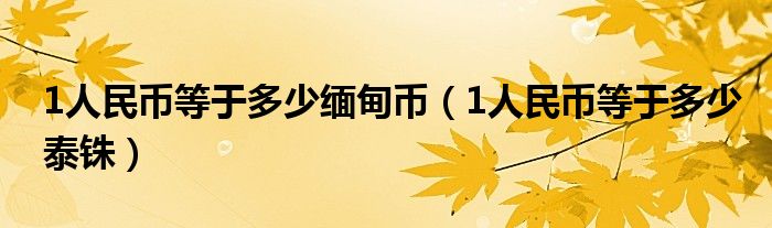 1人民币等于多少缅甸币（1人民币等于多少泰铢）